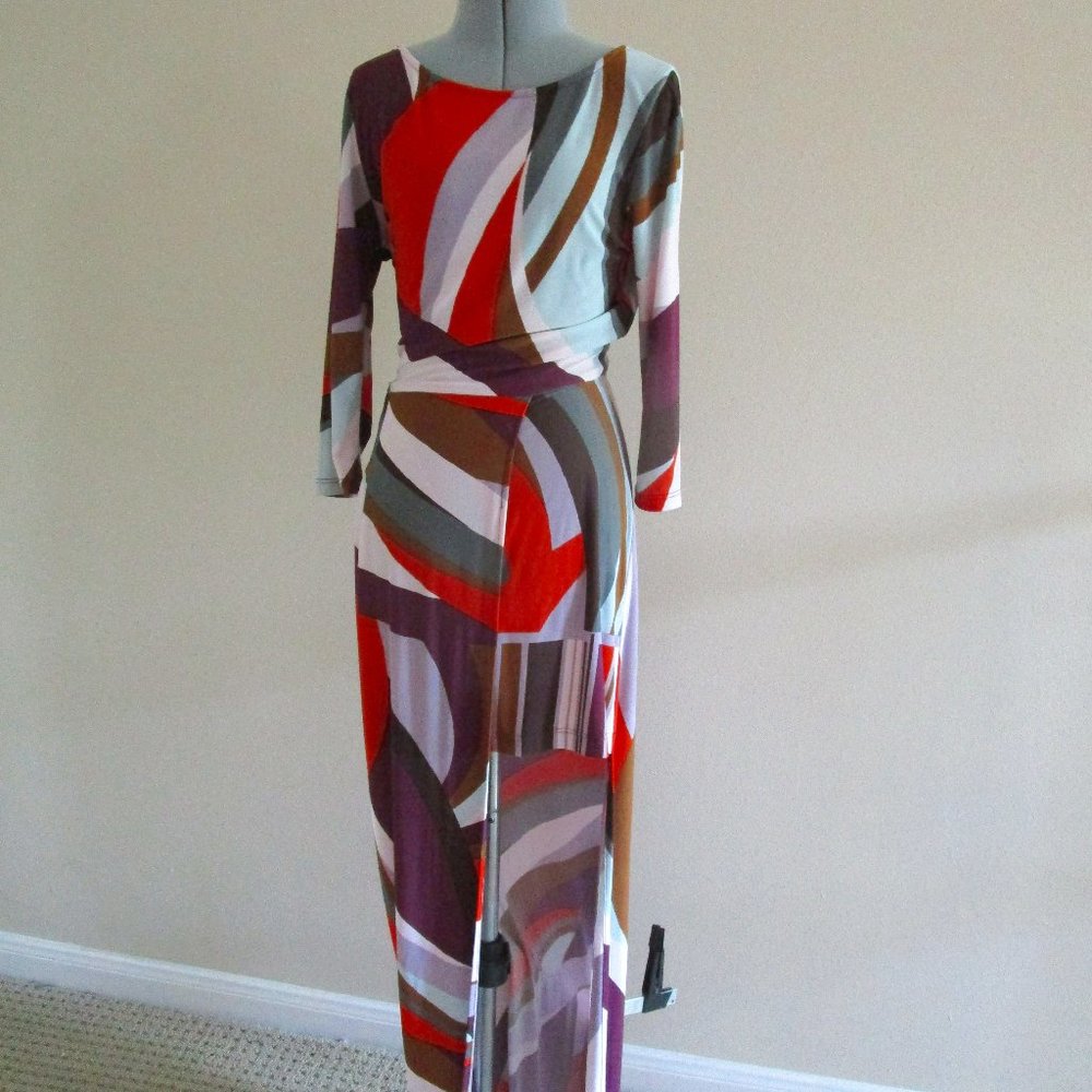 Rubber Ducky Mod Print Backless Maxi Dress